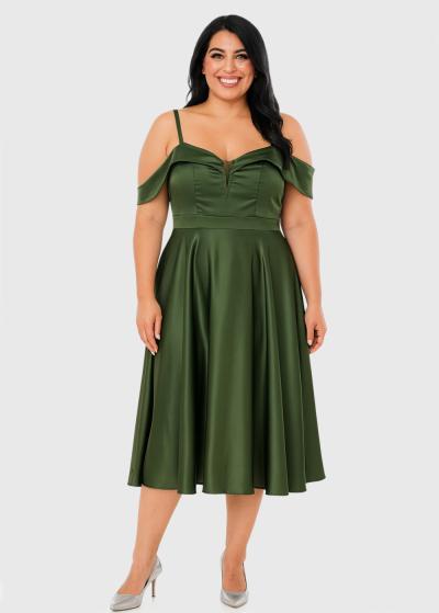 Garda tumši zaļa īsa vakarkleita - back