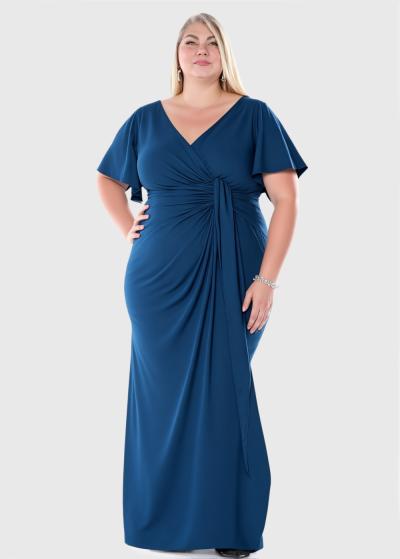 Visola Lielo izmēru zila gara vakarkleita - back