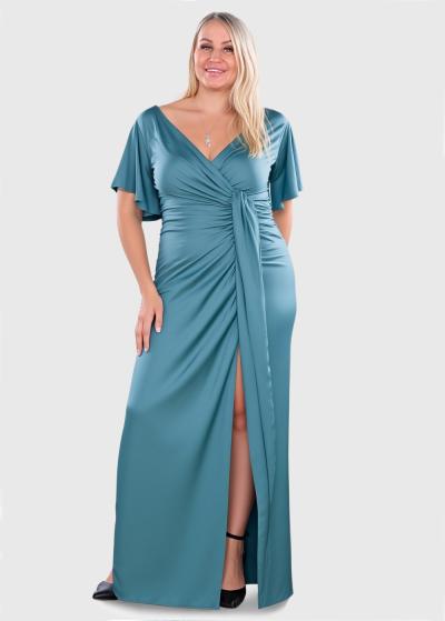 Visola Lielo izmēru gaiši zila gara vakarkleita - back