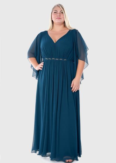 Velta Lielo izmēru zila gara vakarkleita ar rāvējslēdzēju - back