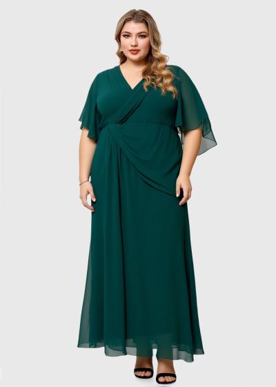 Vinga Lielo izmēru tumši zaļa gara vakarkleita  - back