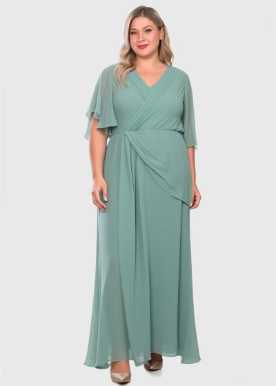 Vinga Lielo izmēru gaiši zaļa gara vakarkleita  - back