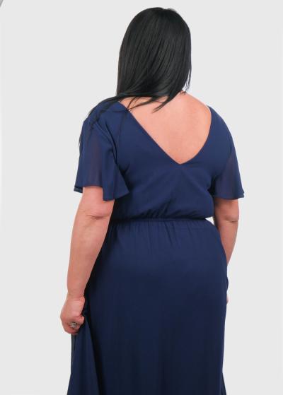 Ishani Lielo izmēru tumši zila gara vakarkleita - back