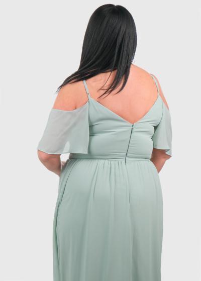 Cherry Lielo izmēru gaiši zaļa gara vakarkleita  - back