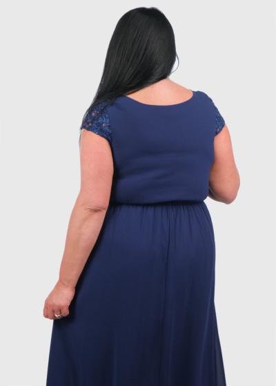 Ipek Lielo izmēru tumši zila gara vakarkleita ar dekoratīvu topu  - back