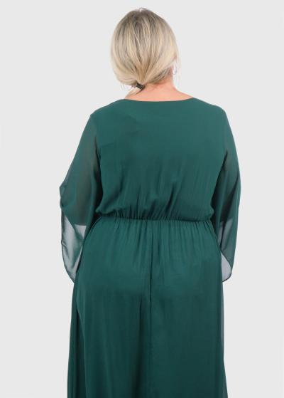 Isana Lielo izmēru tumši zaļa gara vakarkleita  - back