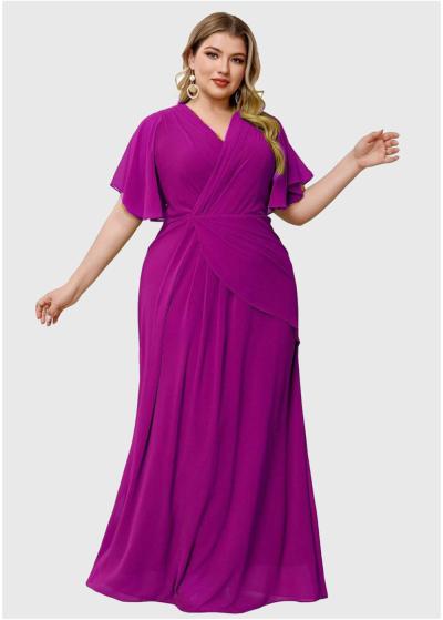 Iseula Lielo izmēru rozā gara vakarkleita - back