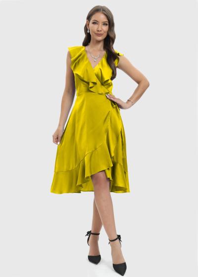 Inna dzeltena vakarkleita ar volānu  - back