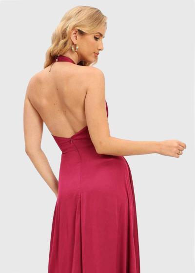 Imana rozā gara vakarkleita ar atvērtu muguru  - back