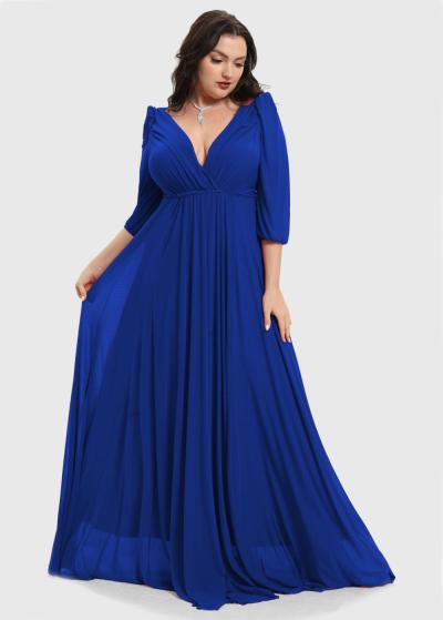 Irade Lielo izmēru zila gara vakarkleita - back