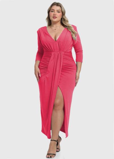 Ivica Lielo izmēru sarkana gara vakarkleita ar šķēlumu - back