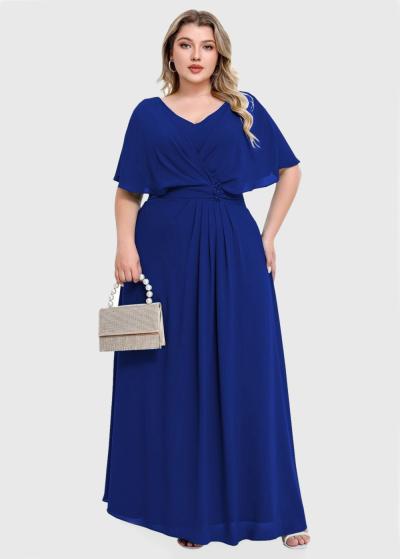 Ingigerd Lielo izmēru tumši zila gara vakarkleita - back