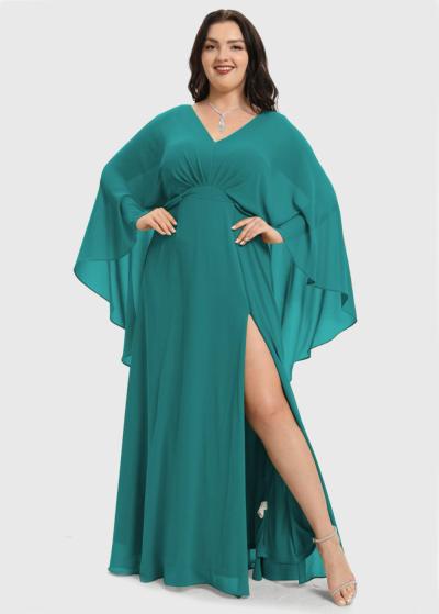 Inayat Lielo izmēru zaļa gara vakarkleita - back