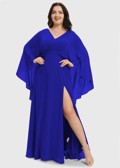 Inayat Lielo izmēru zila gara vakarkleita - back