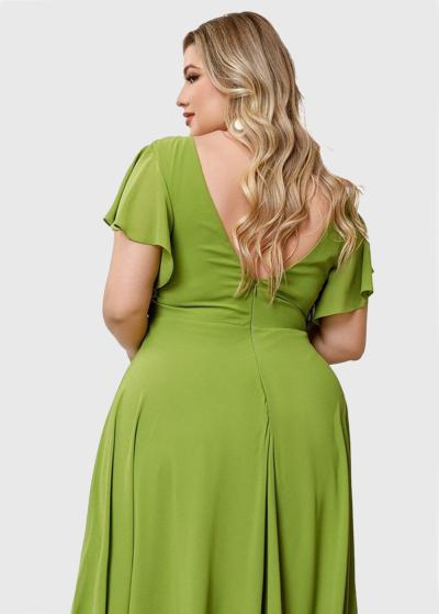 Integra Lielo izmēru gaiši zaļa vakarkleita ar rāvējslēdzēju - back