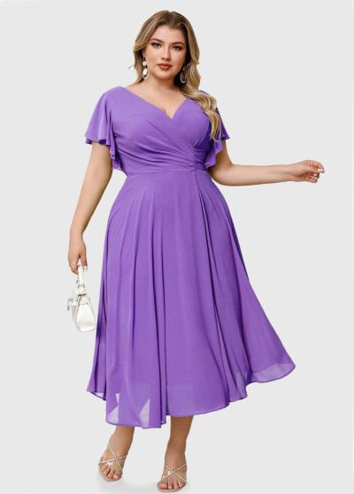 Integra Lielo izmēru violeta vakarkleita ar rāvējslēdzēju - back