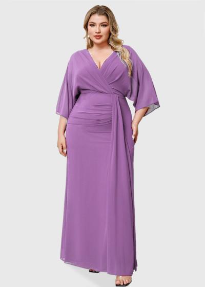 Joanna Lielo izmēru rozā gara vakarkleita - back