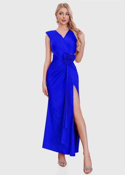 Junko zila gara vakarkleita ar šķēlumu  - back