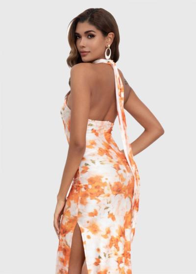 Jale oranža gara vakarkleita ar rakstu - back