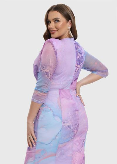 Jennifer Lielo izmēru violeta vakarkleita ar rakstu - back