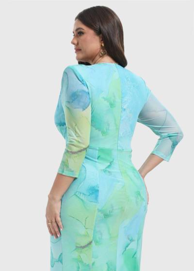 Jennifer Lielo izmēru vakarkleita ar rakstu - back