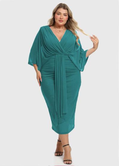 Janna Lielo izmēru zaļa vakarkleita  - back