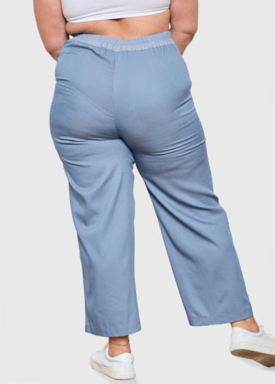 Janet Lielo izmēru gaiši zilas bikses ar augstu jostasvietu - back