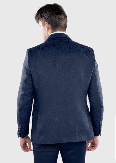 Jung tumši zils pieguļošais uzvalks ar rakstu  - back