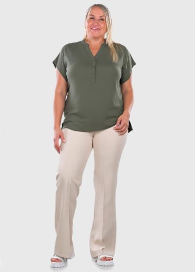 Kasia Lielo izmēru haki blūze ar pogām - back