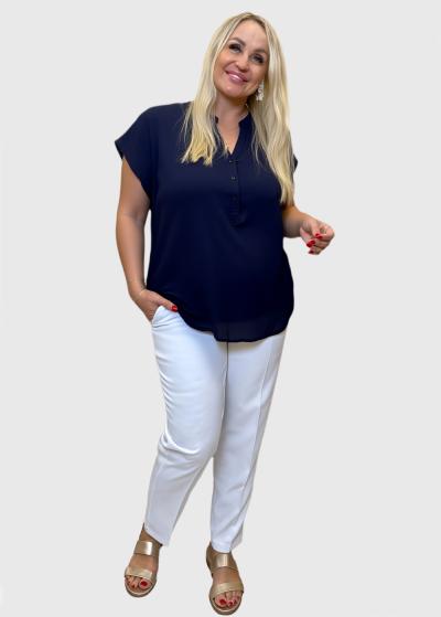 Kasia Lielo izmēru tumši zila blūze ar pogām - back