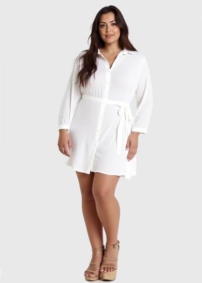 Kerry Lielo izmēru balta tunika ar jostu  - back