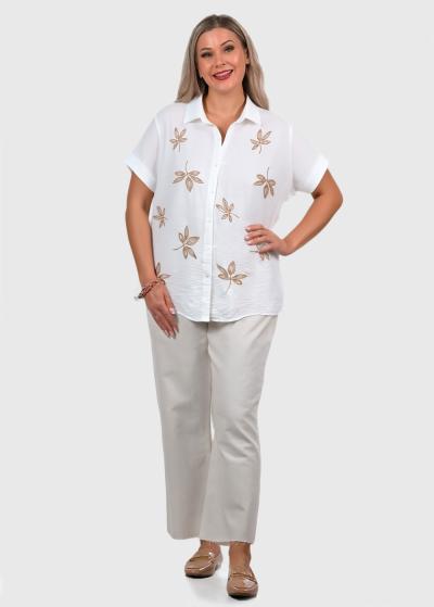 Keiko Lielo izmēru balta blūze ar rakstu  - back