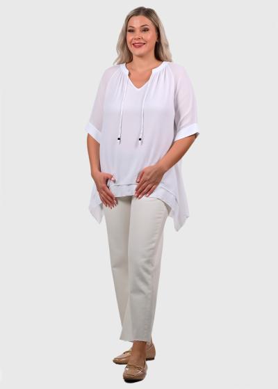 Ksenia Lielo izmēru balta blūze ar asimetrisku malu  - back