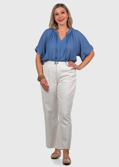 Ksenia Lielo izmēru zila blūze ar asimetrisku malu  - back