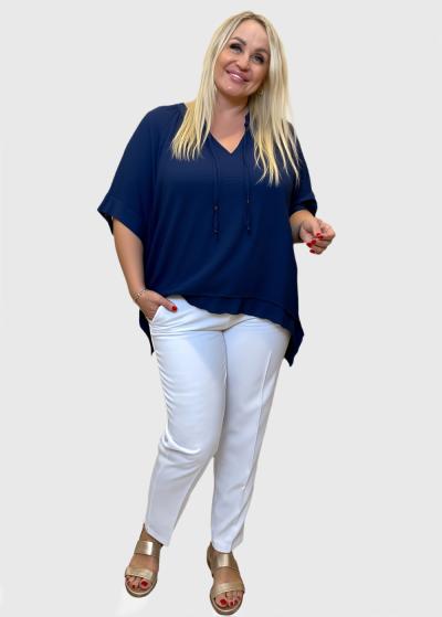 Ksenia Lielo izmēru tumši zila blūze ar asimetrisku malu  - back