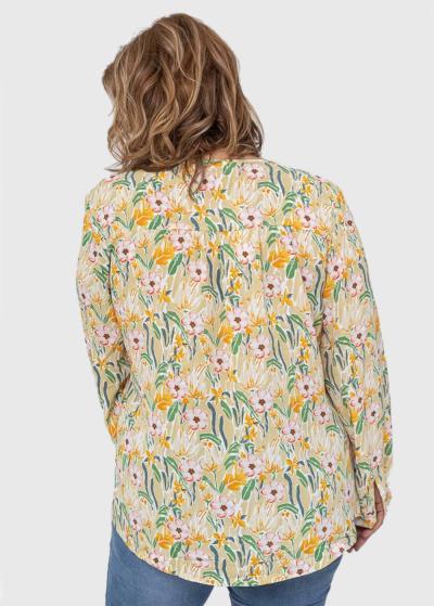Kalyani Lielo izmēru dzeltena blūze ar ziedu rakstu  - back