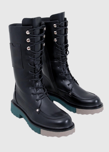 Manuela melni sieviešu zābaki ar šņorēm - back