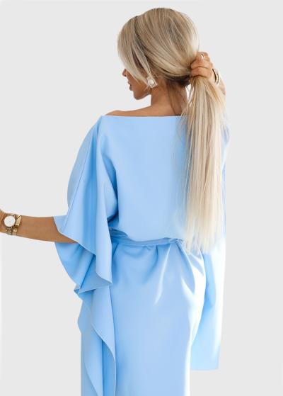 Agata gaiši zila vakarkleita ar jostu - back