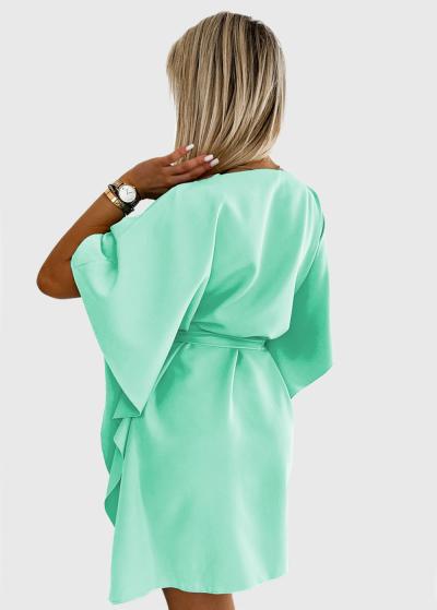 Agata piparmētru vakarkleita ar jostu - back