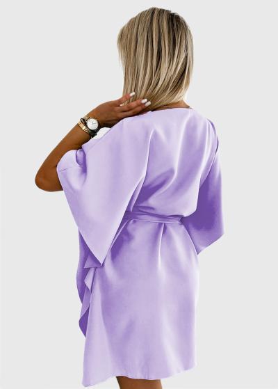 Agata gaiši violeta vakarkleita ar jostu - back