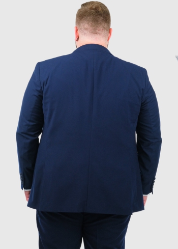 Dave Regular Fit Lielo izmēru zils vīriešu uzvalks ar vilnu - back