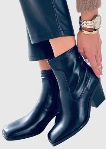 Mafalda melni sieviešu zābaki ar biezu papēdi - back