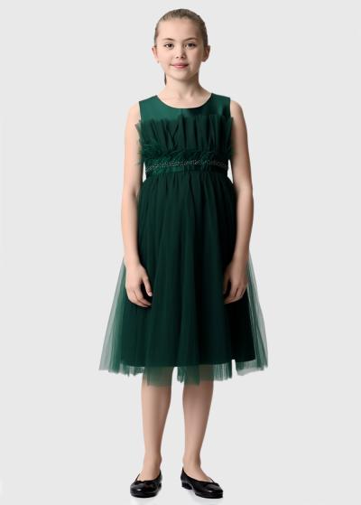 Kisha tumši zaļa kleita - back