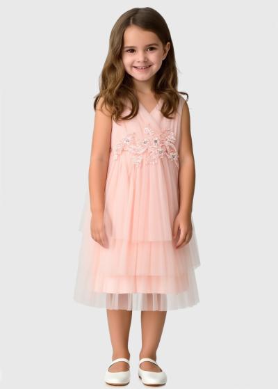 Corneliu gaiši rozā kleita ar volāniem - back