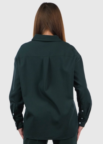 Emanuela tumši zaļa sieviešu blūze ar kabatu - back