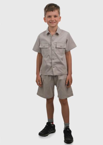 Chagai bēšs kostīms ar kargo tipa kabatām - back