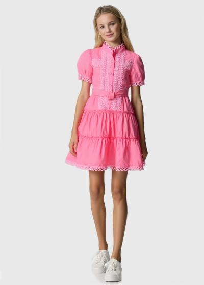 Kantana rozā kleita ar mežģīņu detaļām - back