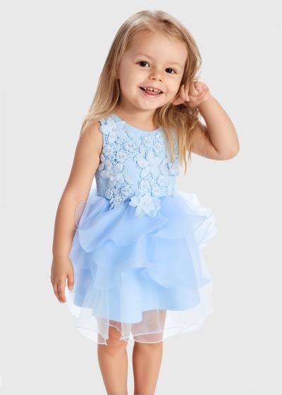 Kristína gaiši zila kleita ar dekoratīvu topu  - back