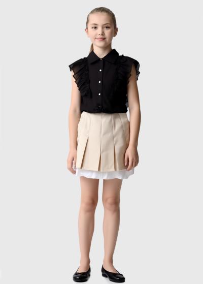 Lumina melna blūze ar volānu  - back