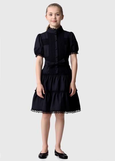 Kantana melna kleita ar mežģīņu detaļām - back